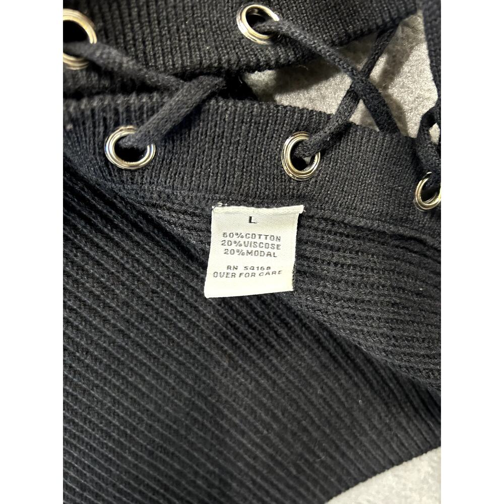 Elliott Lauren Sweater Women Black Ribbed Knit Lace Up Side Crewneck Size Large - Picture 7 of 7